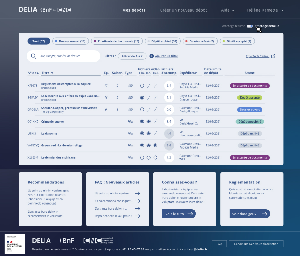 a screenshot of the deposit place for Delia project